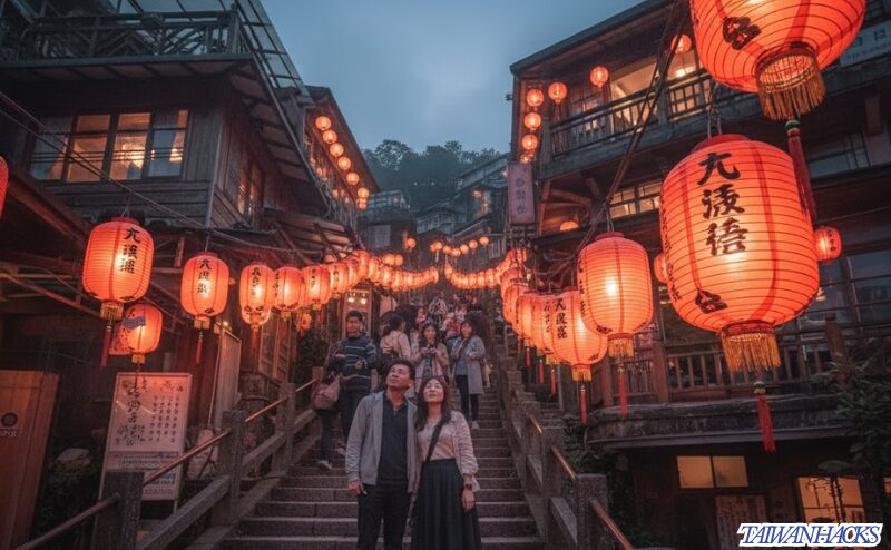 台湾旅行のオプション予算で行きたい、九份のノスタルジックな夕暮れの風景