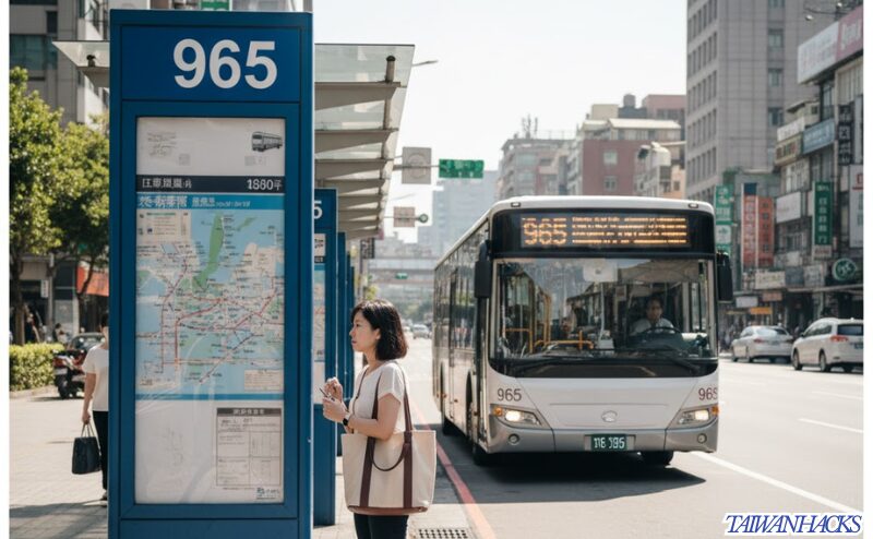 台北から九份への965番バス、西門駅（Ximen）2番出口の具体的なバス乗り場